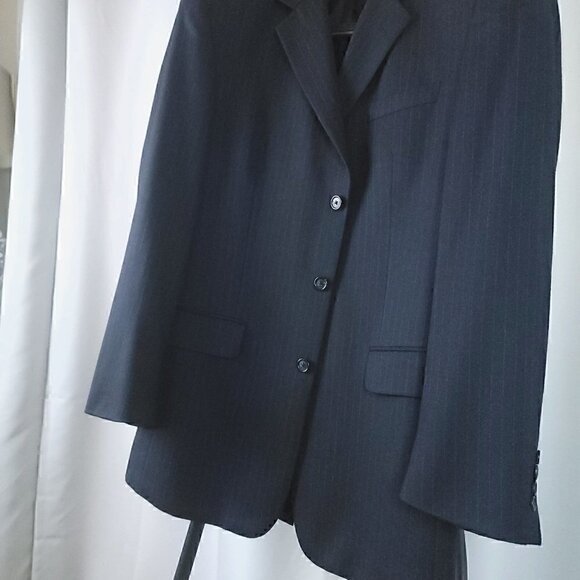 Jos. A. Bank Men's Blue Pinstripe Wool, Cashmere Suit Jacket Size 42L - Picture 4 of 9